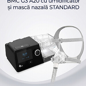 Dispozitiv CPAP/APAP BMC G3 A20 + Umidificator + Mască Nazală standard