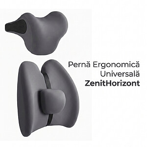 Pernă Ergonomică Universală ZenitHorizont by PriStyle, cu suport Premium Cervical și Lombar, Design Anatomic, Spumă cu Memorie, pentru Scaun Auto, Birou sau Gaming