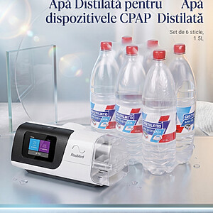 Apă Distilată pentru Dispozitive CPAP/APAP - Bax cu 6 sticle de 1.5 litri