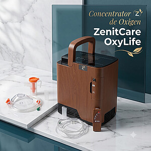 ZenitCare OxyLife - Concentrator de OXIGEN cu funcție de NEBULIZARE și IONIZARE - Maron