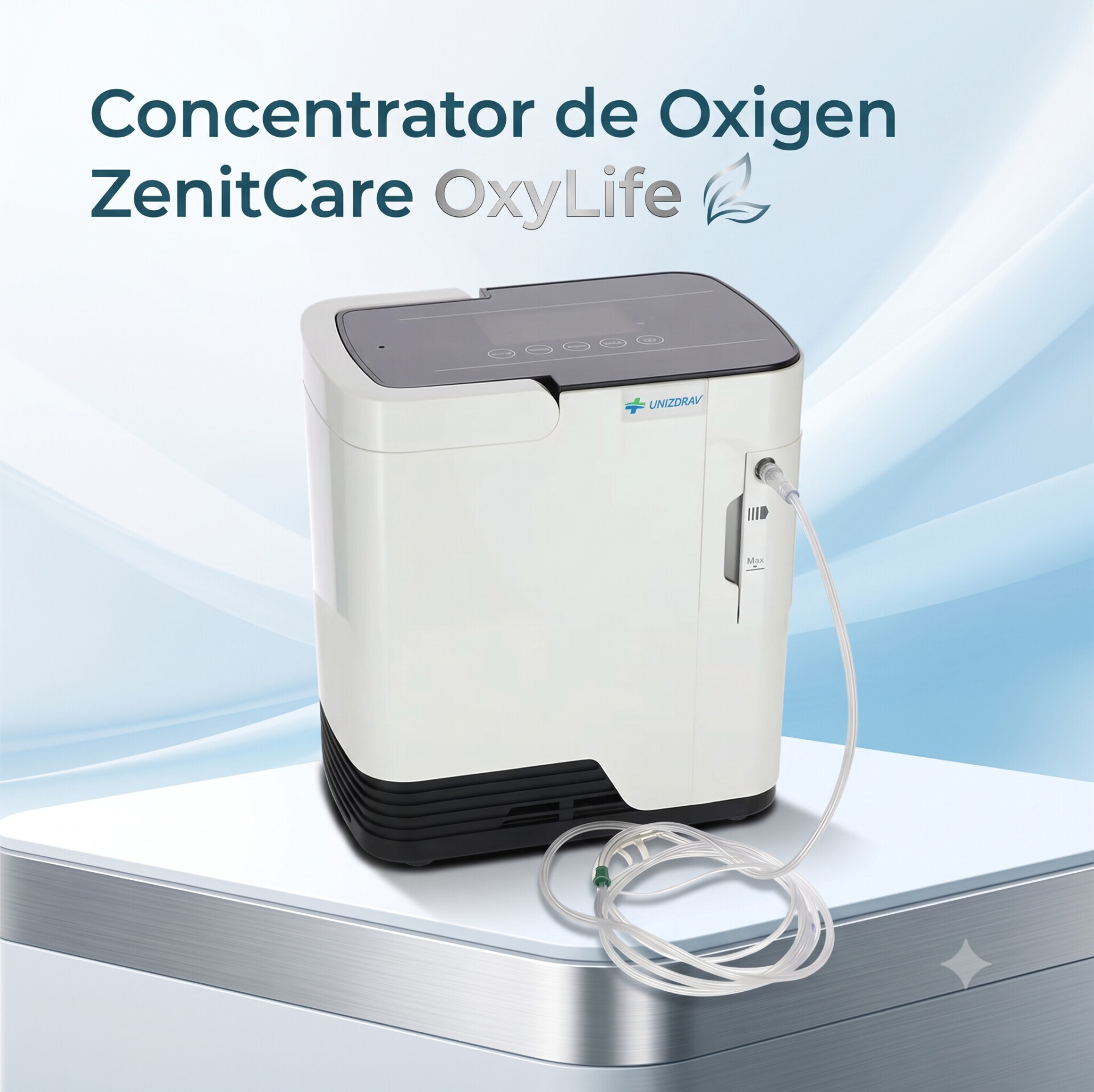 ZenitCare OxyLife - Concentrator de OXIGEN cu funcție de NEBULIZARE și IONIZARE - ALB